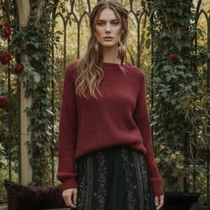 AMERICAN EAGLE Cozy Dark Berry Knit Sweater